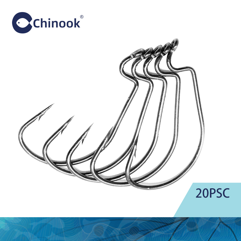 Fishing Hook Barbless - Chinook 20 stks Brede worm Texaanse