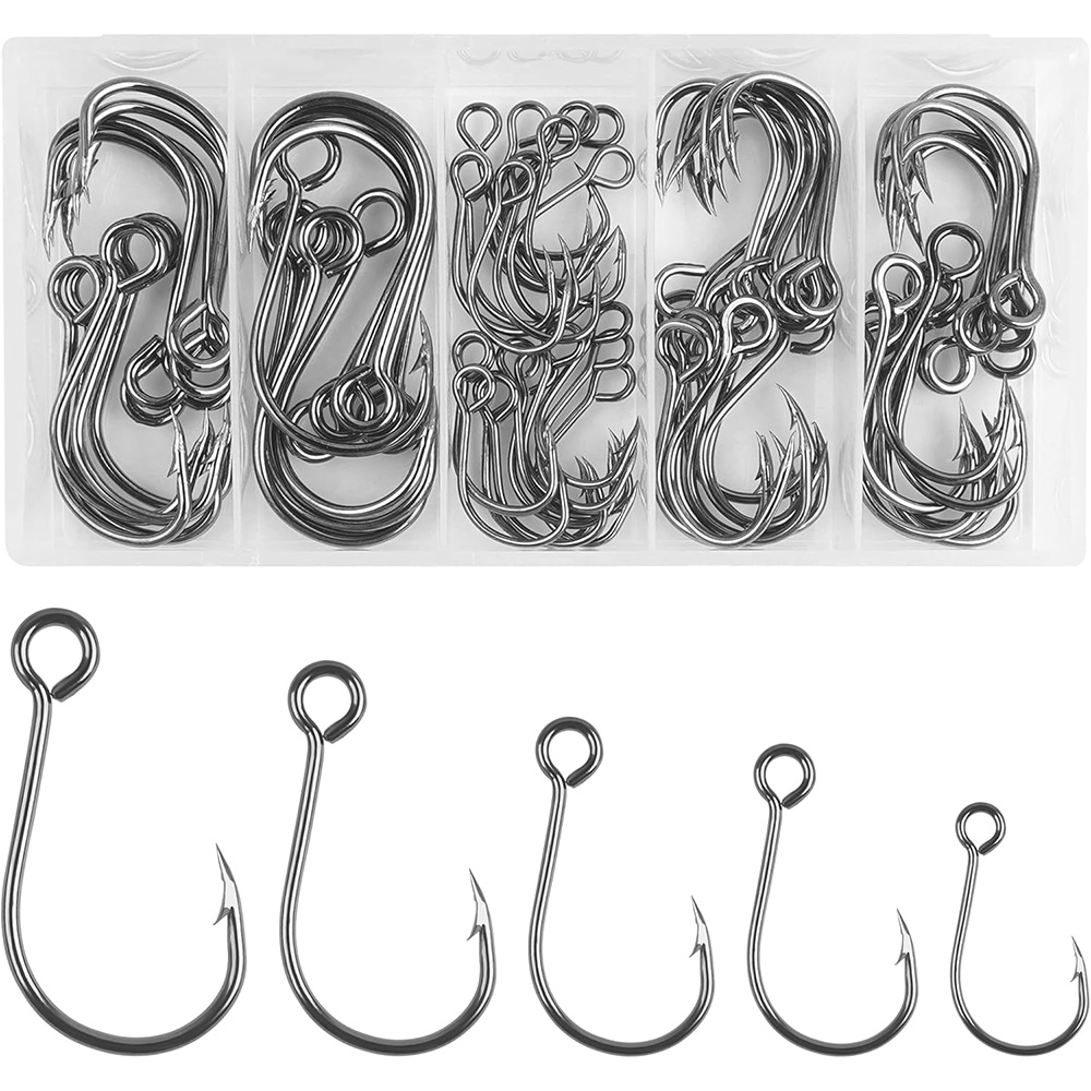 Fishing Hook Offset - 70 Stuks Vissen Inline Enkele Haken
