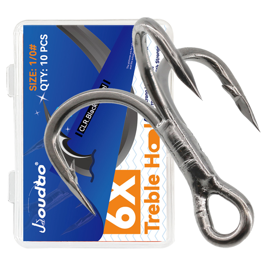 Fishing Hook Offset - 6X Vissen Dreggen Zwart 10 stks/doos